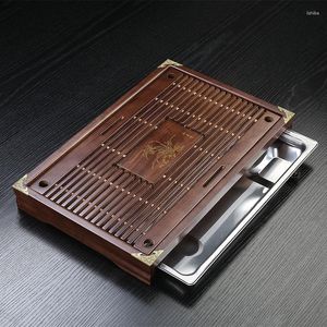 صواني الشاي الصلبة صينية تصريف مياه تخزين مجموعة الدرج طاولة أدوات الاحتفال الصينية