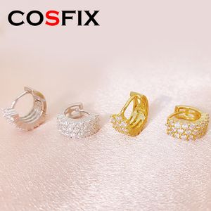 Ear Cuff Hoop Earring For Women Simple Fashion 2mm Full Diamond 925 Silver Shinning Stud 230822