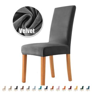 Sashes 16pc Velvet Elastic Dining Chair Covers Spandex Slipcover Room Stretch Seat Protector Wedding Party Banquet 230822