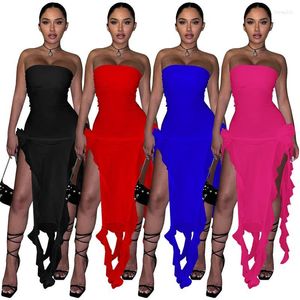 Casual Dresses Ladies Famous Dinner Avant-Garde Sexy Dress Summer Solid Color Sleeveless Skinny Tassel Design