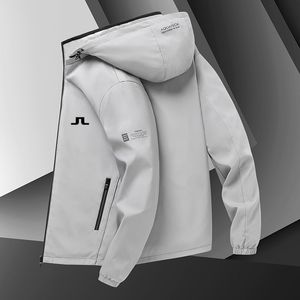 Mensjackor Windbreaker J Lindeberg Golf Hooded Wind Breaker Casual Coat Male Clothing Windproof Autumn Spring Outwear Men 230823
