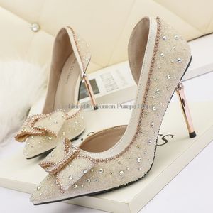 Dress Elegant Pumps 185 Women Crystal Shallow 9Cm High Heels Stilettos Butterfly-Knot Women's Party Bride Wedding Shoes 230822 'S 837 's