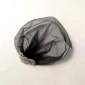 Bridal Veils Whitney Wedding Accessories WV98 Voile Black Birdcage Veil Silver Diamond Luxury Comb Velos de Novia 2023