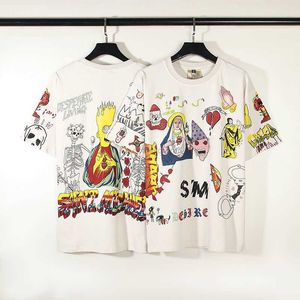 Roupas de moda de grife de luxo masculino camisetas camisetas de rua readymade saint Michael masculina e feminina Simpson pintado de grafite de grafite de grafite curto