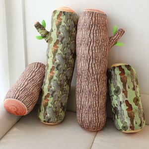 Plush Dolls Decorative Round Throw Pillow Trunk Tree 3D Digital Print Comfortable Kids Cute Wood Log Toy Cylinder Floor Cushion for Home 230823