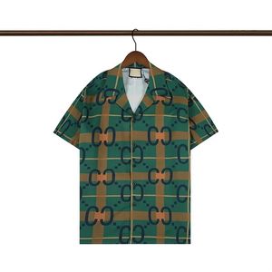 Luxury-Men's Casual Shirts Men High Quality Summer Feather Bronzing Print Shirt Streetwear Top Breattable Short Sleeve264N
