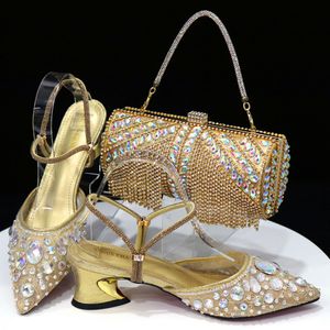 Scarpe per vestiti Doershow africano di alta qualità da signore e borse set ultimo sacchetto italiano dorato per feste haq15 230823