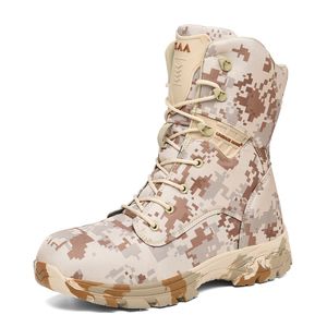 Sapatos de segurança Hightop Camuflage Botas de combate Trekking Men Men tático Militar ao ar livre tênis deserto 230822