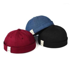 Adjustable French Brimless Hat Mens Retro Skull cap Docker Sailor Cap Biker Beanie Retro Sun Hats Vintage Unisex Harajuku1260l