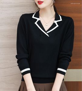 Camisolas femininas 2023 Camisa de malha de malha Autumn Fashion Sweater Spring and Outwear Top Manva longa