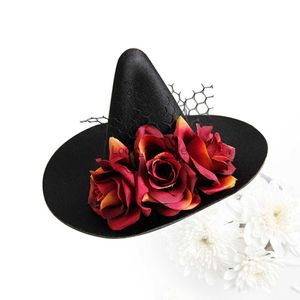 Witch Hat Hair Clip Wizard Hat Headband Floral Witch Headpiece Fancy Party Dress Accessory Witch Custome Headdress HKD230823