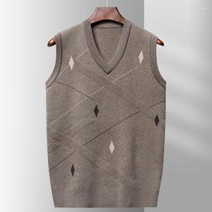 Men's Vests 2023 Autumn/winter Pullover Knitted Vest Casual V-neck Sleeveless Sweater
