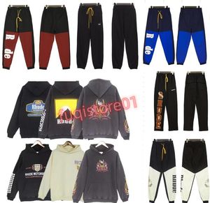 Tasarımcı Marka Rhude Hoodies Mens Baskılı Kazak Crewneck Uzun Kollu Hoodie Hourie High Street Kalça Hap Treetwear Rhude Hoody Büyük Boy Üstler Erkekler ve Kadınlar İçin QW1