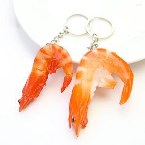 Decorative Flowers Simulation Food Shrimp Keychain Lifelike Pography Props PVC Fake Lobster Model Bag Car Key Ring Decor Pendant Gift