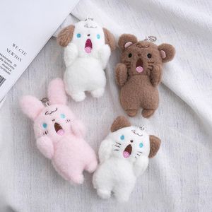 Peluş Anahtarlık 1 PCS Sevimli Tavşan Bağırma Ayı Çocuklar Hediye Köpek Çantası Dekora Bebek Kolye Anahtarlık Sırt Çantası Şeyleri Oyuncak 230823