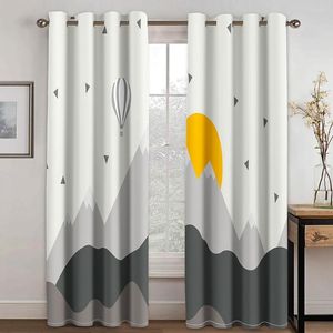 Cortina 3D Geometria abstrata elegante e simples 2 peças Draxas de sombreamento Janela escurecendo para casa Decoração do quarto da sala de estar