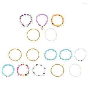 Braccialetti Link 5pcs Braggle di perline elastico con imitazione perle Flower Charm Women Y2K Jewelry F19D