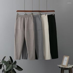 Kvinnors byxor c hög midja stickad Harun byxa för kvinnor 2023 Autumn Winter Loose Slim Turniple Capris