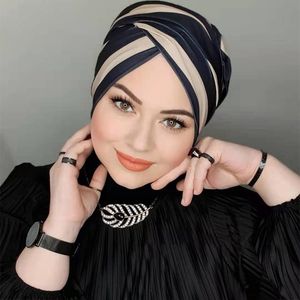 Hijabs muçulmano modesto hijab tap undercap abaya para mulher Islâmica abayas camisa instantânea embrulhar mulheres amassadas de seda modal árabe 230823