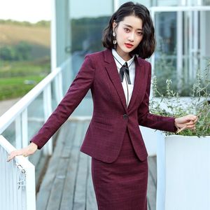 Women's Two Piece Pants Fashion Plaid Suit Women Business Interview Long Sleeve Blazer And Trousers Office Ladies Uniform Work Wear Set