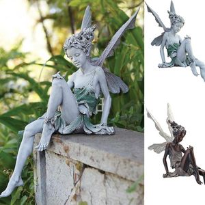 Garden Decorations Fairy Staty Harts Handicrafts Flower Fairies Sitting in Curving Placure Outdoor Decoration 230822