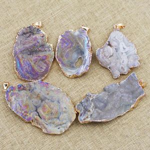 Pendant Necklaces Natural Raw Ore Stone Agate Irregular Pendants Geode Craft Collection Minerals Healing Crystal Diy Necklace Jewelry Making