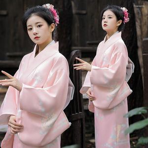 Этническая одежда 2023 Женская кимоно с луком японской традиционная юката длинная халата Гейша танцевальная сцена исполнительные костюмы.