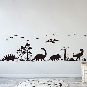 Wall Stickers Large Dinosaur Animal Forest Tree Bird Sticker Bedroom Living Room Jurassic Park Dino Decal Nursery Decor Murals B516 230822