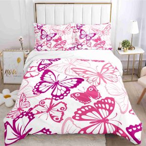 Bedding sets Butterfly Print Bedding Adults for Beds Quilt Cover case Size Bedding Set R230823