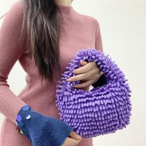 Schulbeutel Süßigkeiten Farbe Plüsch Frauen Handtaschen süße kleine Tasche kreative Mopp -Design Dame Hand schöne Winterbaus 2023