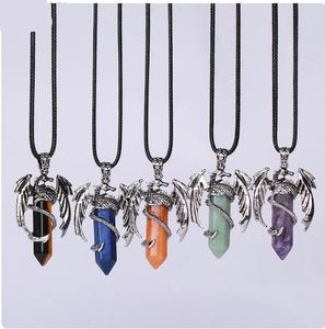 Animal Dragon Man Necklace GEM Natural GEM GEM GHEEWING Quote esagonali a pendente esagonale Pendente Vintage per donne