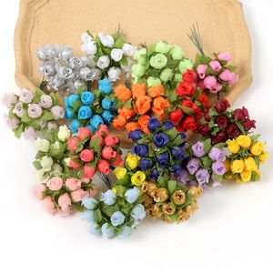 Fiori decorativi ghirlande 12pcslot mini artificiale seta bouquet seta falsa per decorazioni per la casa decorazione di nozze ghirlanda accessori regalo 230822