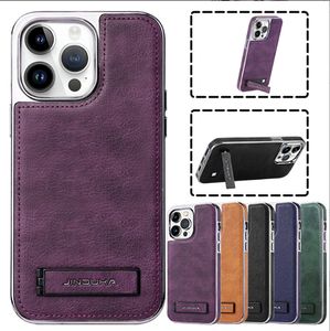 Luxury Plating Vintage Leather Vogue Phone Case för iPhone 14 13 12 11 Pro Max Hållbar full skyddande mjuk stötfångare Invisible Bracket Busin