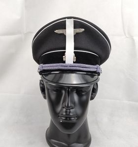 Berets Wojskowy Niemiecki oficer Elite Black Wool Field Hat Visor Cap 230822