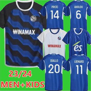 2023 2024 RC Strasbourg Alsace Soccer Jerseys Diallo Bellegarde Gameiro Ajorque Maillot de Foot Home 23 24 Mothiba Lienard Diallo Football Shirt Men Kids Kits Kits