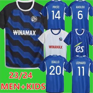 2023 2024 RC Estrasbourg Alsace Soccer Jerseys Diallo Bellegarde Gameiro Ajorque Maillot de Foot Home 23 24 Mothiba Lienard Diarra Diallo Futebol Camisa masculina Kits Kids Kits Kits Kits