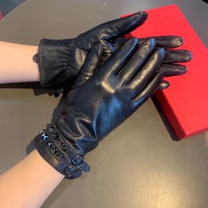 Women's Gloves New Cashmere Sheepskin Brand Gloves Delicate and Soft Leather Inside Warm Touch Screen Five-finger Gloves Accessories