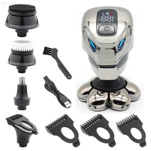 5 in 1 High Quality 7D Floating Head Men's Electric Shaver LCD Rechargeable Waterproof Bald Shaving Machine Nose Hair Trimmer L230823