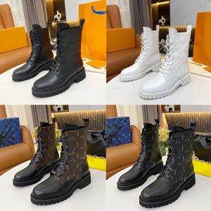 Designer Boot Women Boots Metropolis Booties Flat -Knöchelstiefel Lederschuhe Alte Blumendruckstiefel Wunderland Flat Ranger Kampfstiefel Militärstiefel