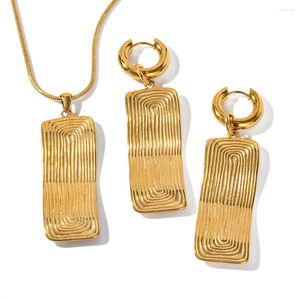 Strand Aço inoxidável PVD 18K Gold manchado de ouro colar de pendente de retangular à prova d'água para joias na moda atacadista da moda