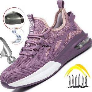 Stivali Donne Safe Safety Sheart Sneakers Steel Toe Woman Work Stivali traspiranti Stivali di sicurezza femminile Puntura scarpe da lavoro a prova di foratura Light Industrial 230822