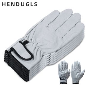 Five Fingers Gloves HENDUGLS 5PCS Brand Wear resistant Work Gloves Ultrathin Microfiber Leather Safety glove Wholesale 320 230822