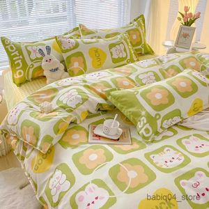 Conjuntos de cama conjuntos de cama de borboleta nórdica meninas garotas meninas de tamanho duplo de tamanho plano Flor Flor Tampe Caso Cama Têxtil Home R230823