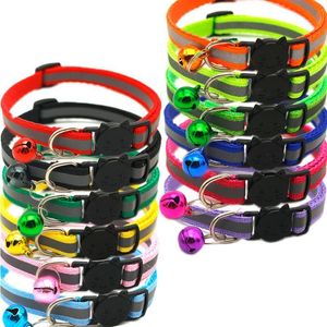 Dog Collars Leashes 12 Pcs Adjustable Pet Dog Cat Collar Reflective Breakaway Buckles with Bell Colorful for Kitten or Puppy Chihuahua Bulldog Leash 230823