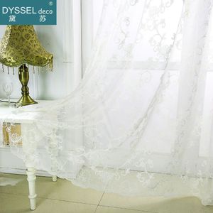 Sheer Curtains Home Deco Full Scallop 3D Embroidery White Floral American Style Window Tulle Curtain Rod Pocket Grommet for Livingroom 230822