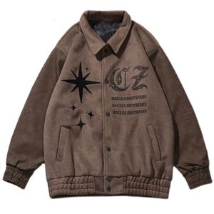 Men's Jackets Y2k Vintage Varsity Jacket Men Loose Lapel Pilot Bomber Jacket Baseball Coats Embroidery Return Women Coat Hip Hop Streetwear 230823