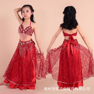 Stage Wear Belly Dance Costume Girl Top Belt Long Spirt Bollywood Princess Cosplay Halloween Dress Up strój 2023 Fancy Performance