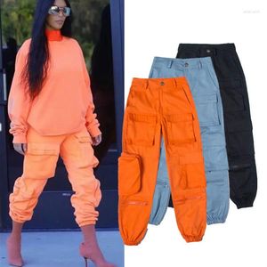 Damskie spodnie kombinezon dla kobiet wiosna moda chłopak luźne swobodne ładunek jogger hip hop streetwear high talia pomarańczowe spodnie Kobieta