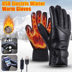 Five Fingers Gloves USB Electric Heated Full Finger Mittens Touch Screen Windproof Cycling Motorcycle Winter Warm Ski Thermal 230823