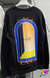 Męskie bluzy bluzy 2023FW Czarna Casablanca łukowate bluzy Mężczyźni Mężczyźni Women Window Graphic Casablanca Crewneck Casa Sport Sport Hoodie Długie rękaw Pullow J230823